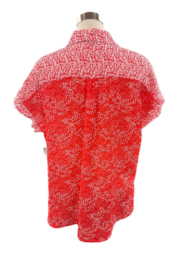 MULTIPLES SHORT SLEEVE MIXED PRINT CRINKLE WOVEN TOP - Image 5