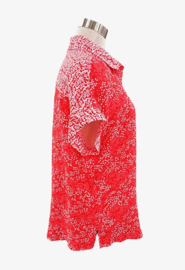 MULTIPLES SHORT SLEEVE MIXED PRINT CRINKLE WOVEN TOP - Image 4