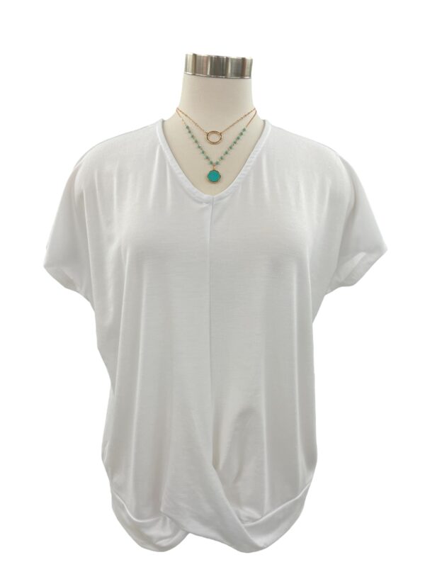 KEREN HART SHORT SLEEVE TWIST HEM KNIT TOP - Image 5