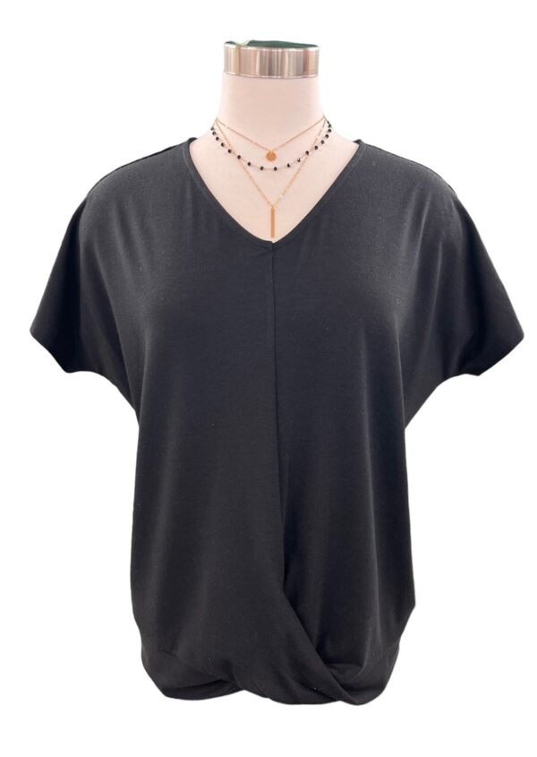 KEREN HART SHORT SLEEVE TWIST HEM KNIT TOP - Image 2