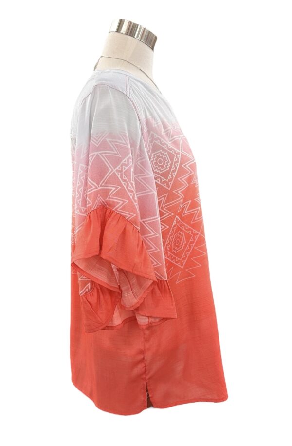 MULTIPLES FLOUNCE SLEEVE WOVEN PRINT BLOUSE - Image 3
