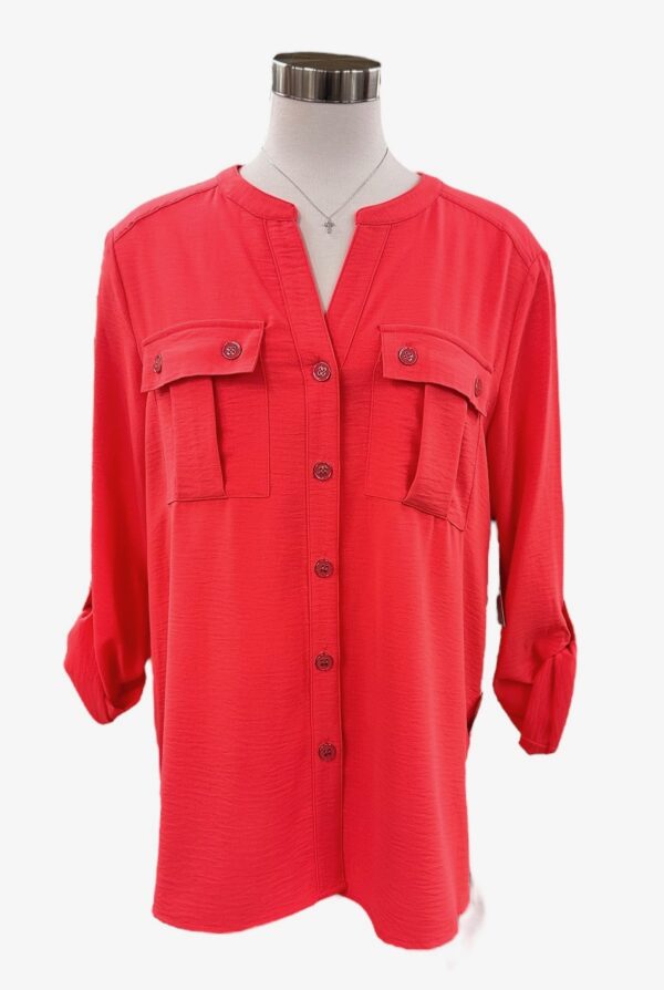 MULTIPLES WATERMELON CRINKLE TAB SLEEVE BLOUSE - Image 4