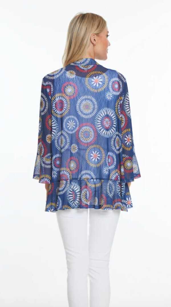 MULTIPLES 3/4 FLOUNCE SLEEVE MESH PRINT CARDIGAN - Image 2