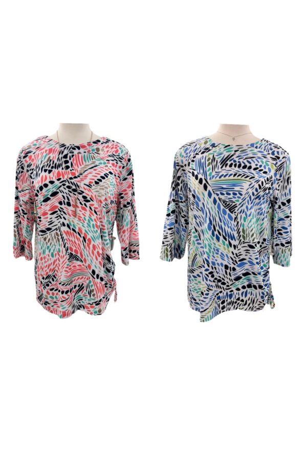 SOUTHERN LADY 3/4 SLEEVE SIDE TIE PRINT TOP