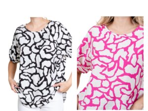 JODIFL WOVEN PRINT ROUND NECK TOP