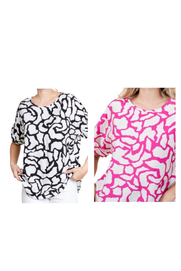 JODIFL WOVEN PRINT ROUND NECK TOP