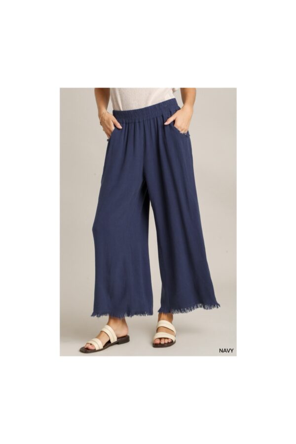 UMGEE LINEN BLEND PANT WITH FRAYED HEM