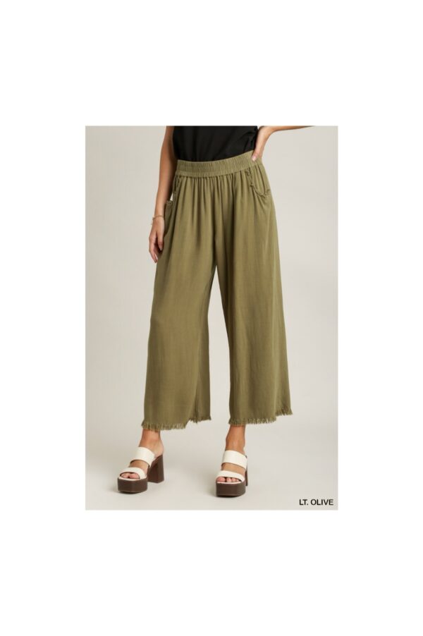 UMGEE LINEN BLEND PANT WITH FRAYED HEM