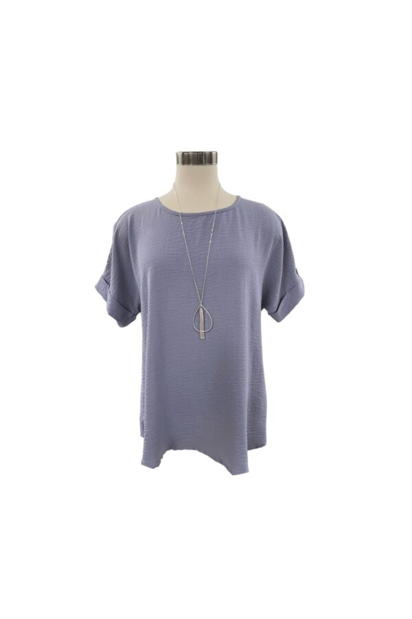 JODIFL SOLID CUFFED SHORT SLEEVE TOP