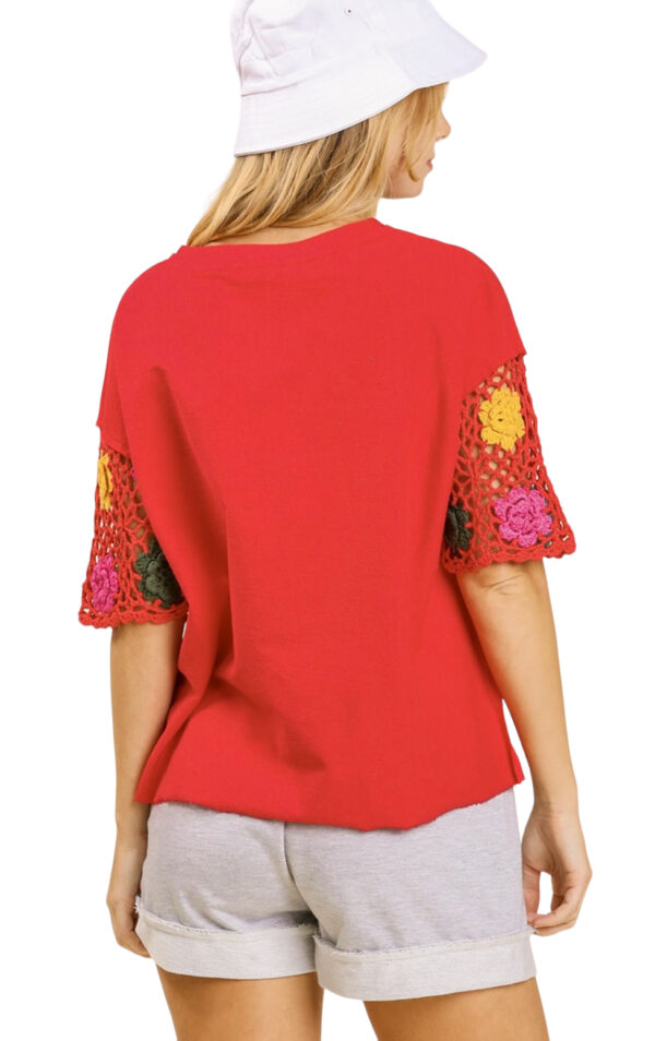 UMGEE FRENCH TERRY CROCHET SLEEVE TOP - Image 9