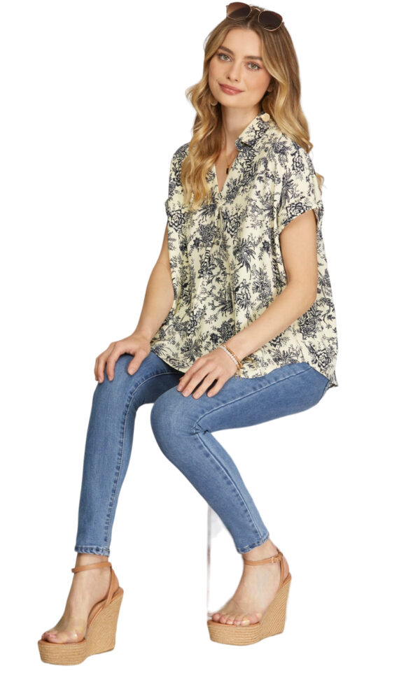 SHE+ SKY DROP SHOULDER FLORAL PRINT BLOUSE - Image 7