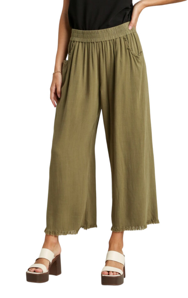 UMGEE LINEN BLEND PANT WITH FRAYED HEM - Image 2