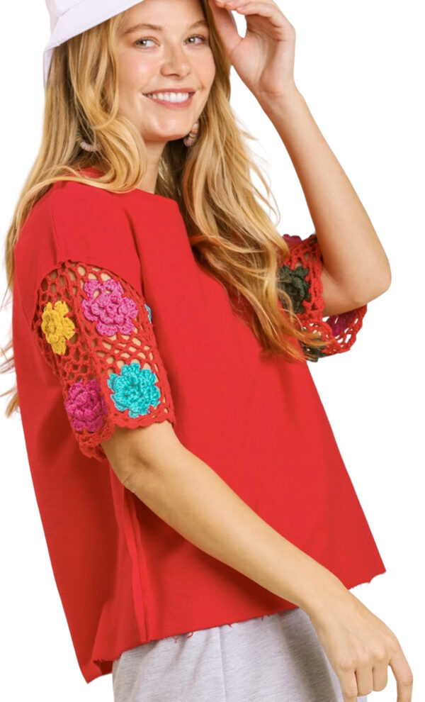 UMGEE FRENCH TERRY CROCHET SLEEVE TOP - Image 8