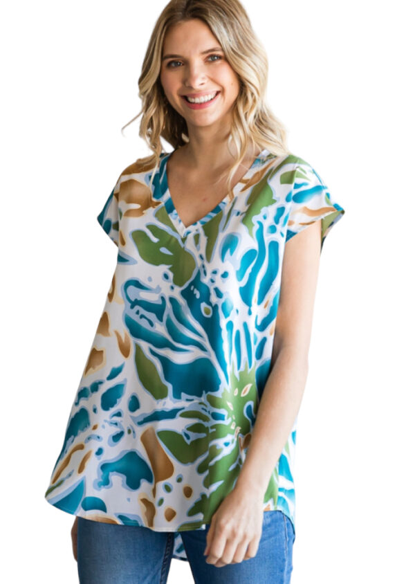 JODIFL SHORT SLEEVE PRINT V-NECK TOP - Image 2