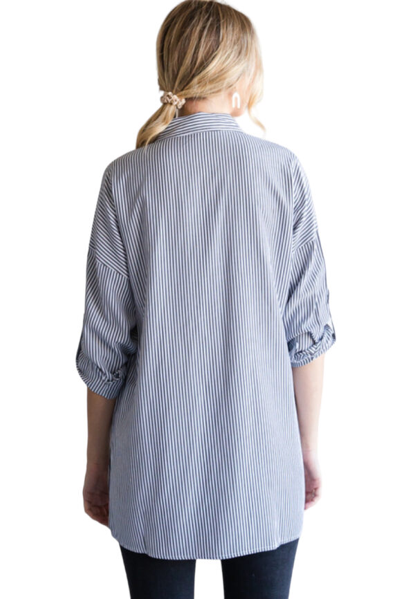 JODIFL WOVEN STRIPED BUTTON FRONT BLOUSE - Image 7