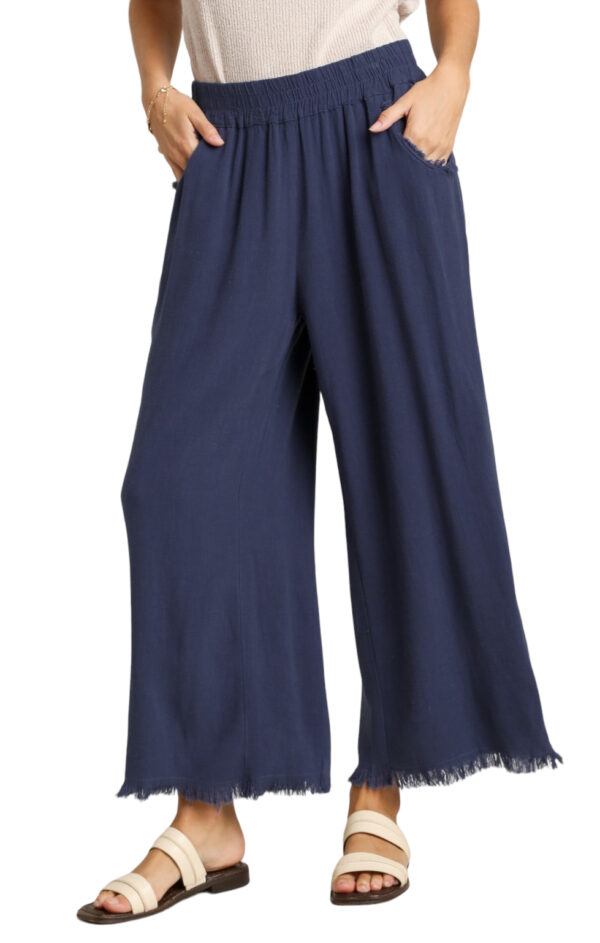 UMGEE LINEN BLEND PANT WITH FRAYED HEM - Image 2