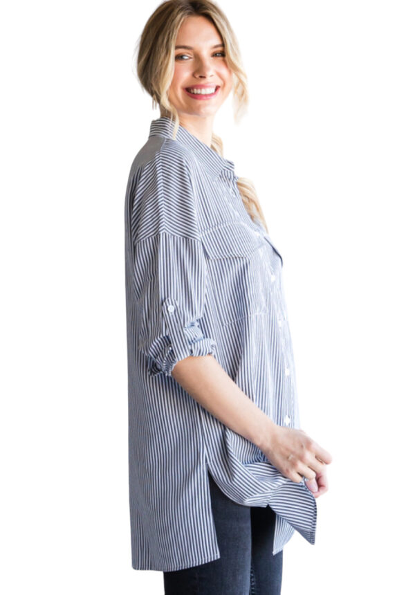 JODIFL WOVEN STRIPED BUTTON FRONT BLOUSE - Image 6