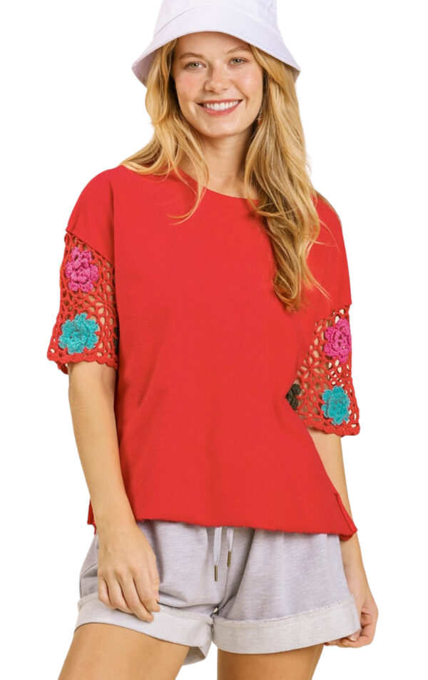 UMGEE FRENCH TERRY CROCHET SLEEVE TOP - Image 6