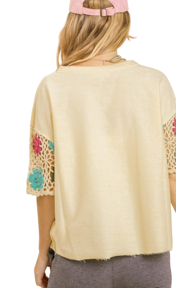 UMGEE FRENCH TERRY CROCHET SLEEVE TOP - Image 4