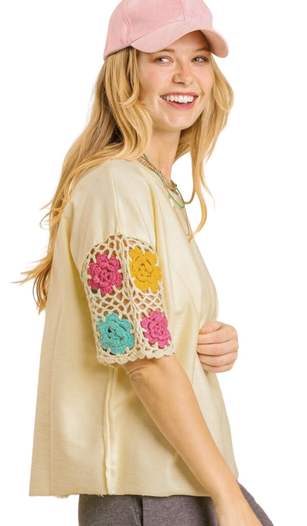 UMGEE FRENCH TERRY CROCHET SLEEVE TOP - Image 3