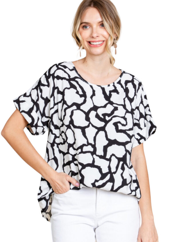 JODIFL WOVEN PRINT ROUND NECK TOP - Image 2