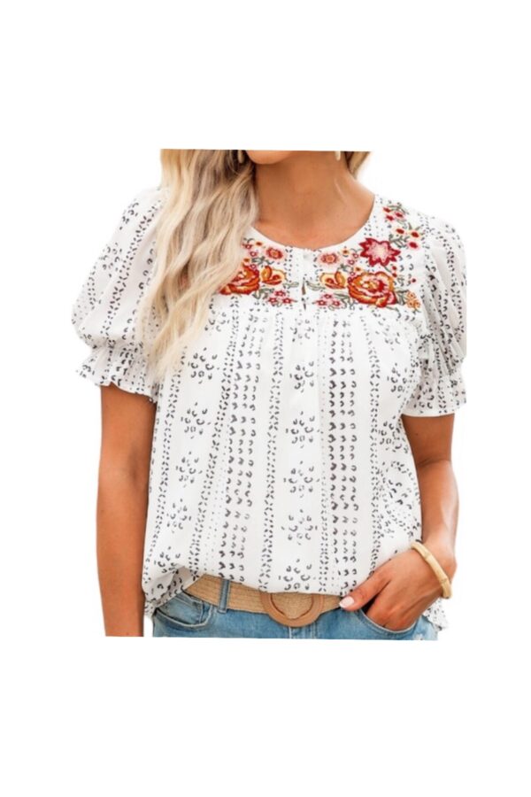 FASHIONWORKS EMBROIDERED CRINKLE TOP