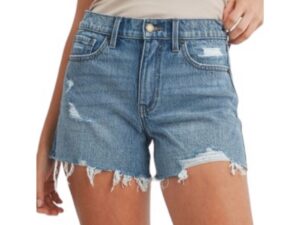 JUST USA DENIM HI-RISE SLIGHT DISTRESSED SHORTS
