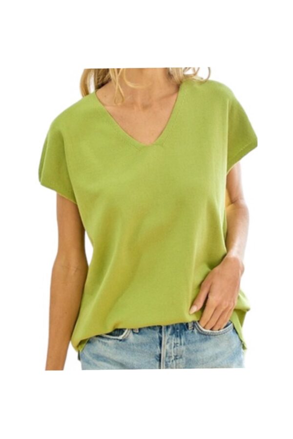 FIRST LOVE V-NECK DROP SHOULDER KNIT TOP