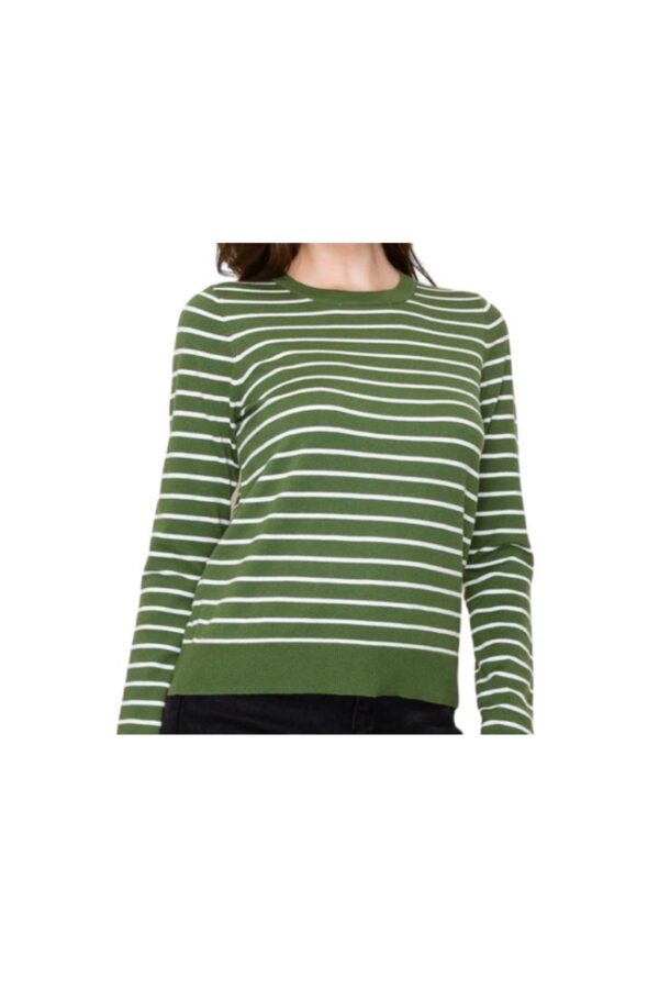 STACCATO LONG SLEEVE STRIPED CREWNECK SWEATER