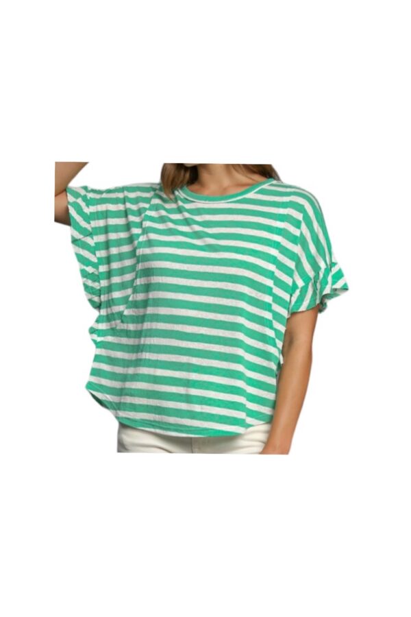 UMGEE DOLMAN RUFFLE SLEEVE STRIPE TOP
