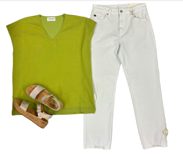 FIRST LOVE V-NECK DROP SHOULDER KNIT TOP - Image 9