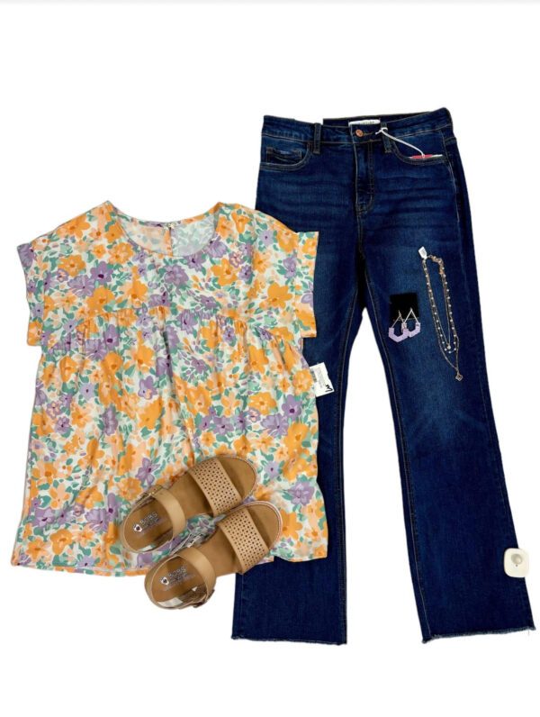 FASHIONWORKS SHORT SLEEVE FLORAL SEAM BACK TOP - Image 5