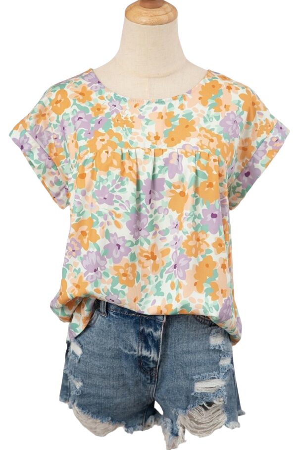 FASHIONWORKS SHORT SLEEVE FLORAL SEAM BACK TOP - Image 4
