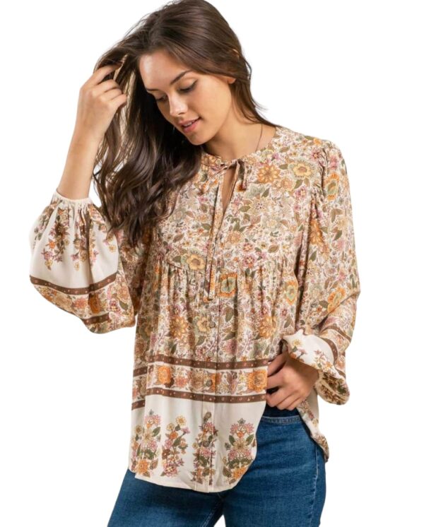 BLUPEPPER BORDER PRINT WOVEN BOHO TOP - Image 5