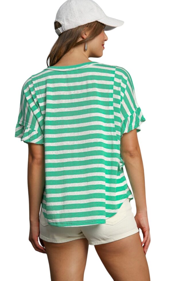 UMGEE DOLMAN RUFFLE SLEEVE STRIPE TOP - Image 5