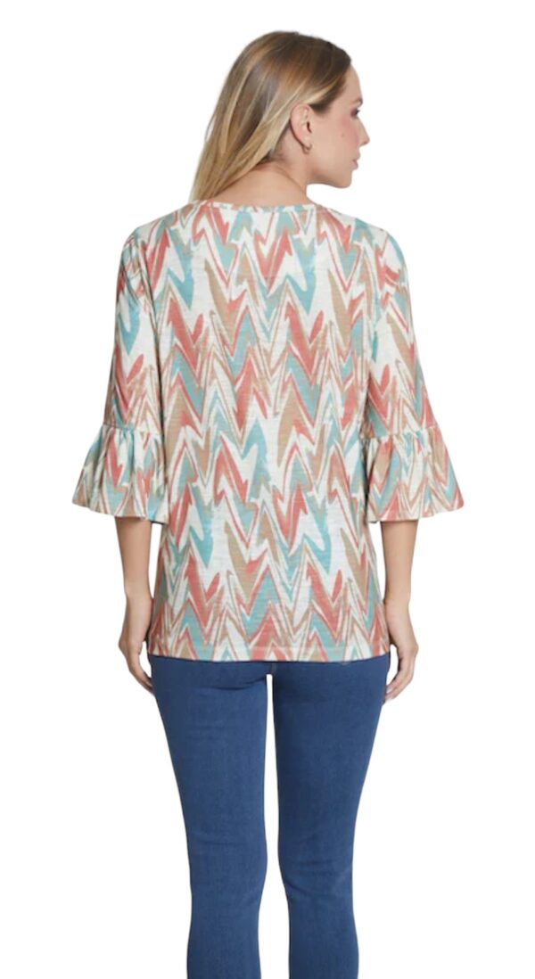 MULTIPLES FLOUNCE SLEEVE PRINT KNIT TOP - Image 4
