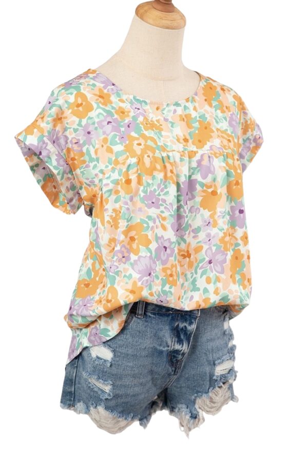 FASHIONWORKS SHORT SLEEVE FLORAL SEAM BACK TOP - Image 3