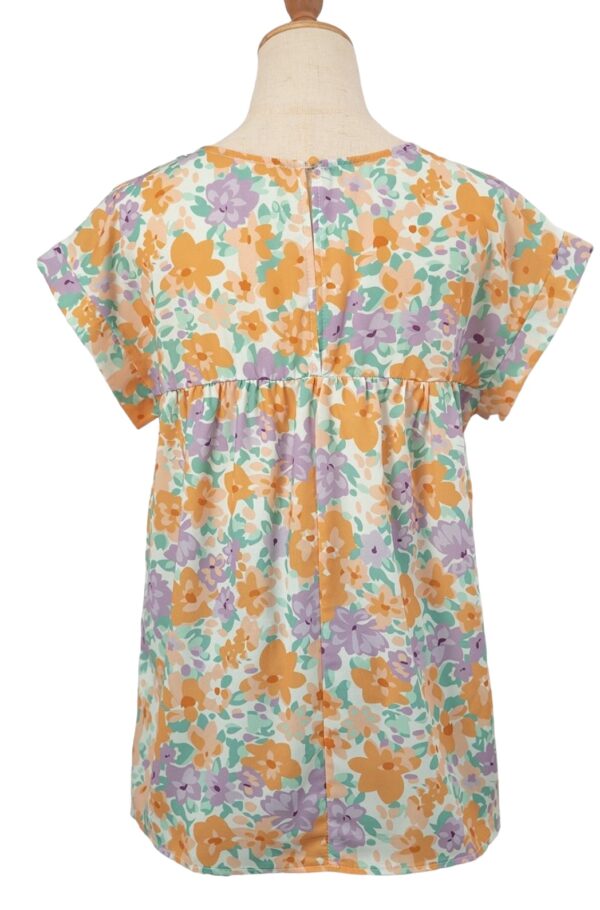FASHIONWORKS SHORT SLEEVE FLORAL SEAM BACK TOP - Image 2