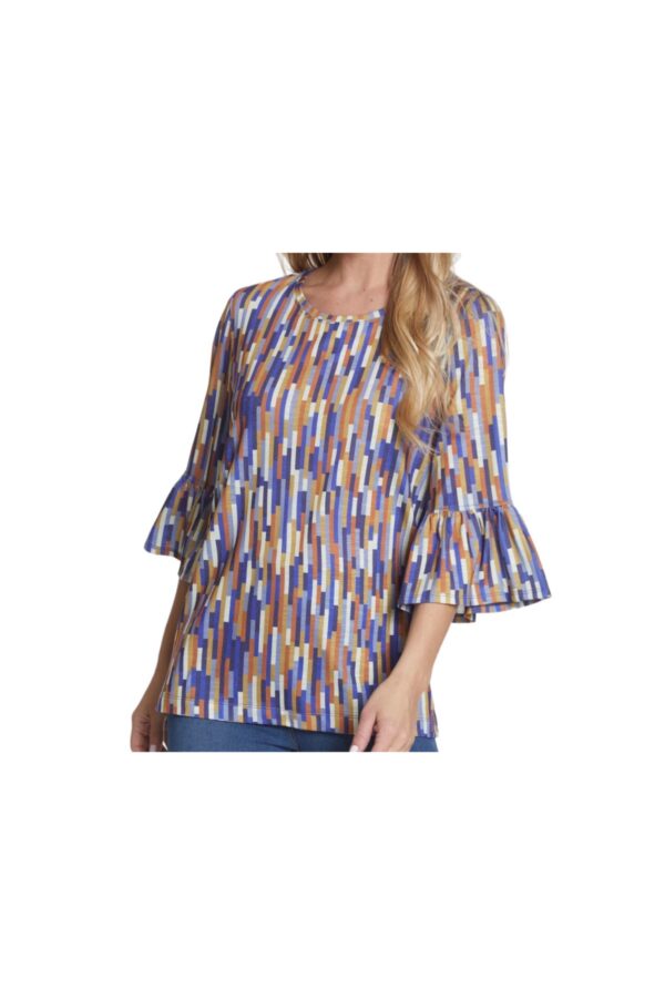 MULTIPLES FLOUNCE SLEEVE BROKEN LINE PRINT*NOW 75% OFF*
