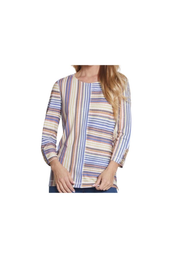 MULTIPLES FAUX BUTTON PLACKET MULTI PANEL TOP*NOW 75% OFF*