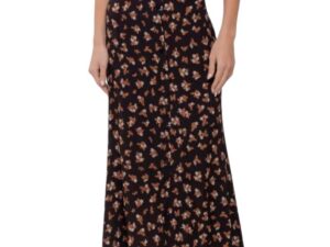 BLUPEPPER FLORAL BUTTON FRONT MIDI SKIRT