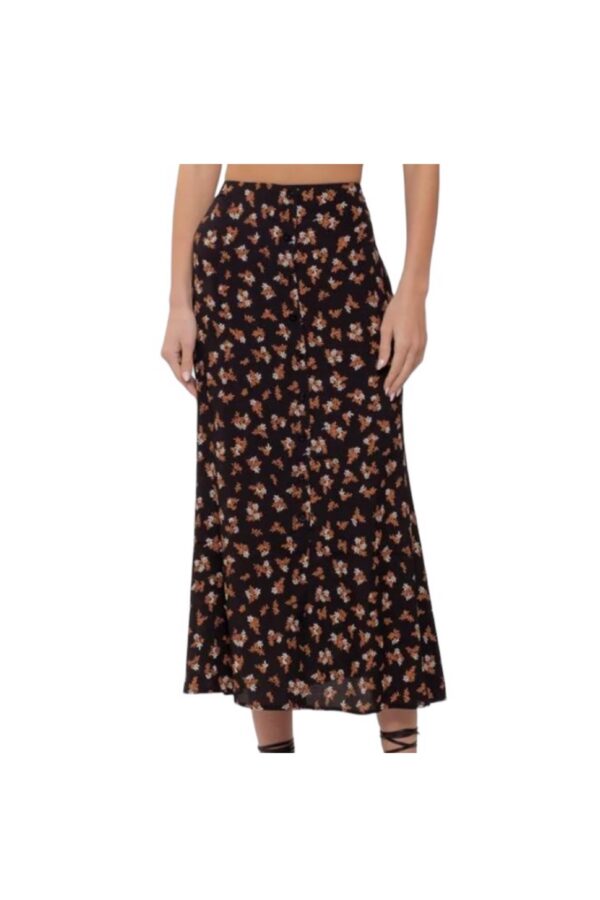 BLUPEPPER FLORAL BUTTON FRONT MIDI SKIRT