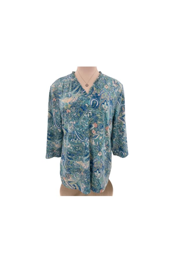 SOUTHERN LADY 3/4 SLEEVE PAISLEY PRINT TOP