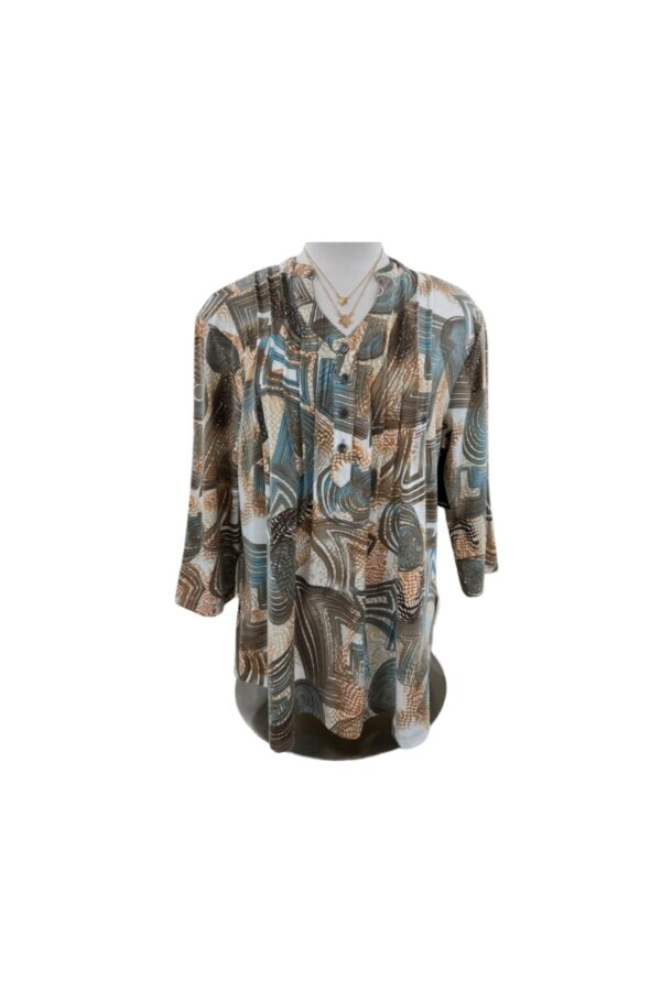 SOUTHERN LADY 3/4 SLEEVE GEO PRINT TOP