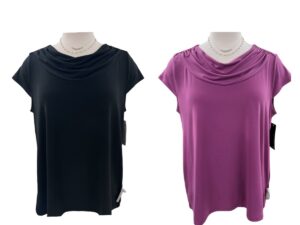 SOUTHERN LADY COWL NECK CAP SLEEVE KNIT TOP