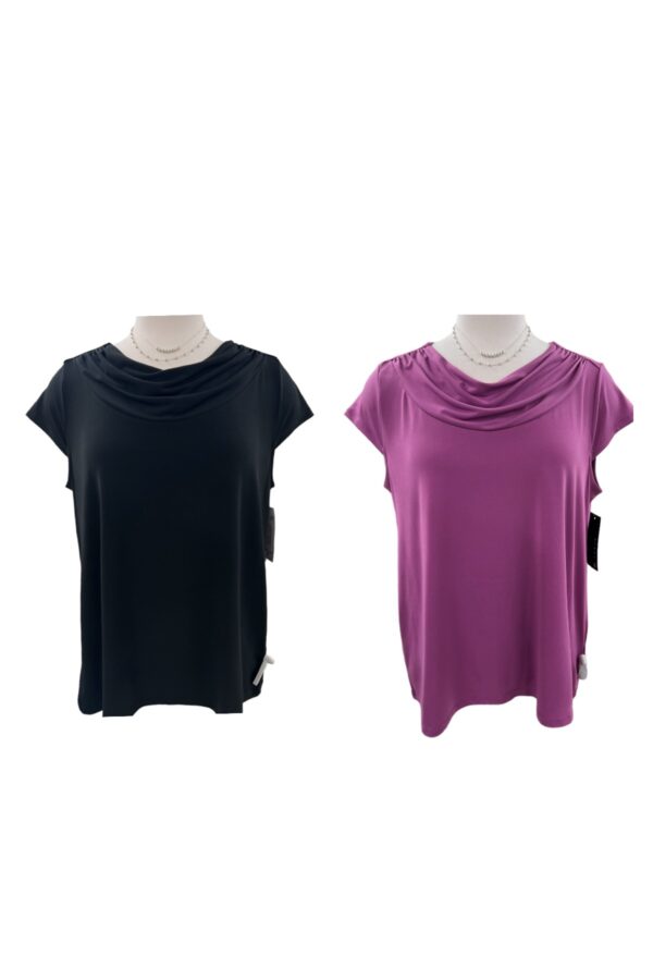 SOUTHERN LADY COWL NECK CAP SLEEVE KNIT TOP