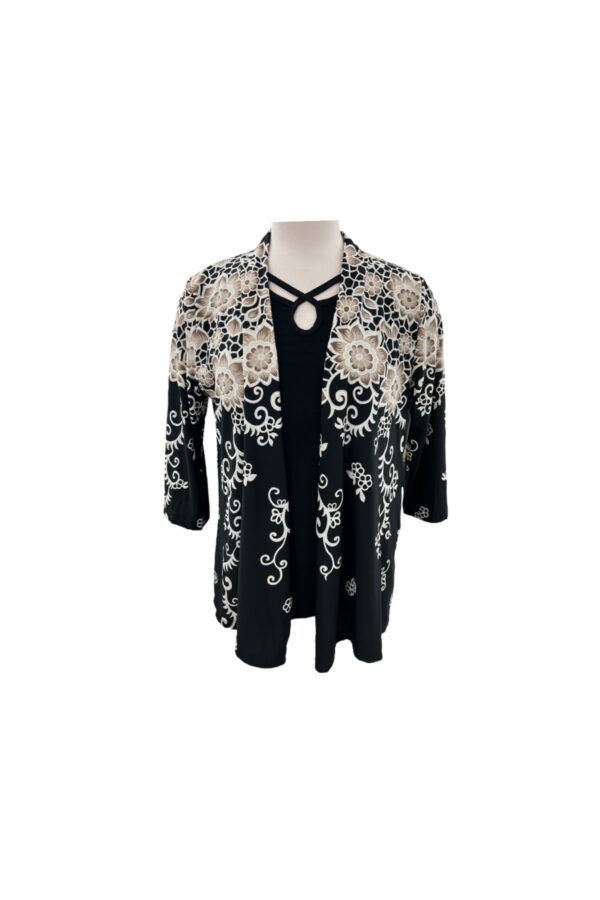 SOUTHERN LADY 3/4 SLEEVE BORDER PRINT JACKET