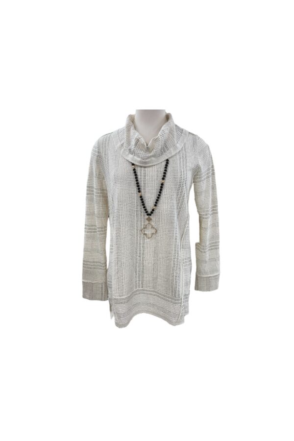 ESCAPE BY HABITAT COTTON SLUB STRIPE SEAMED COWL NECK*NOW 75% OFF*