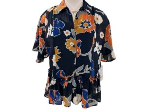 MULTIPLES FLOUNCE DOLMAN SLEEVE PEPLUM TOP