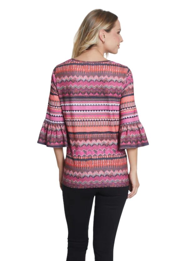 MULTIPLES FLOUNCE SLEEVE CHEVRON PRINT TOP - Image 4